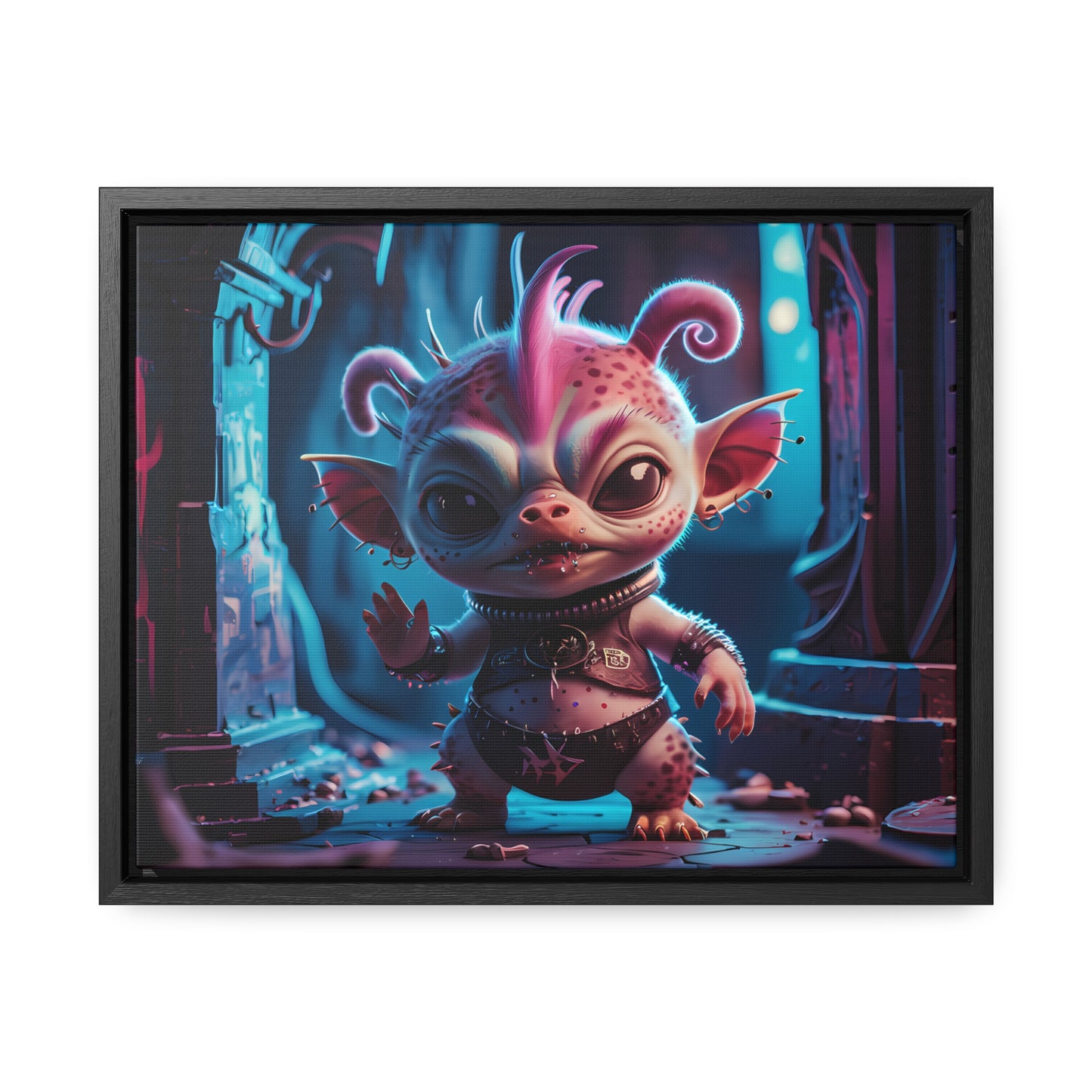 "Punk Goblin in Neon Alley" - Gallery Canvas Wraps, Horizontal Frame