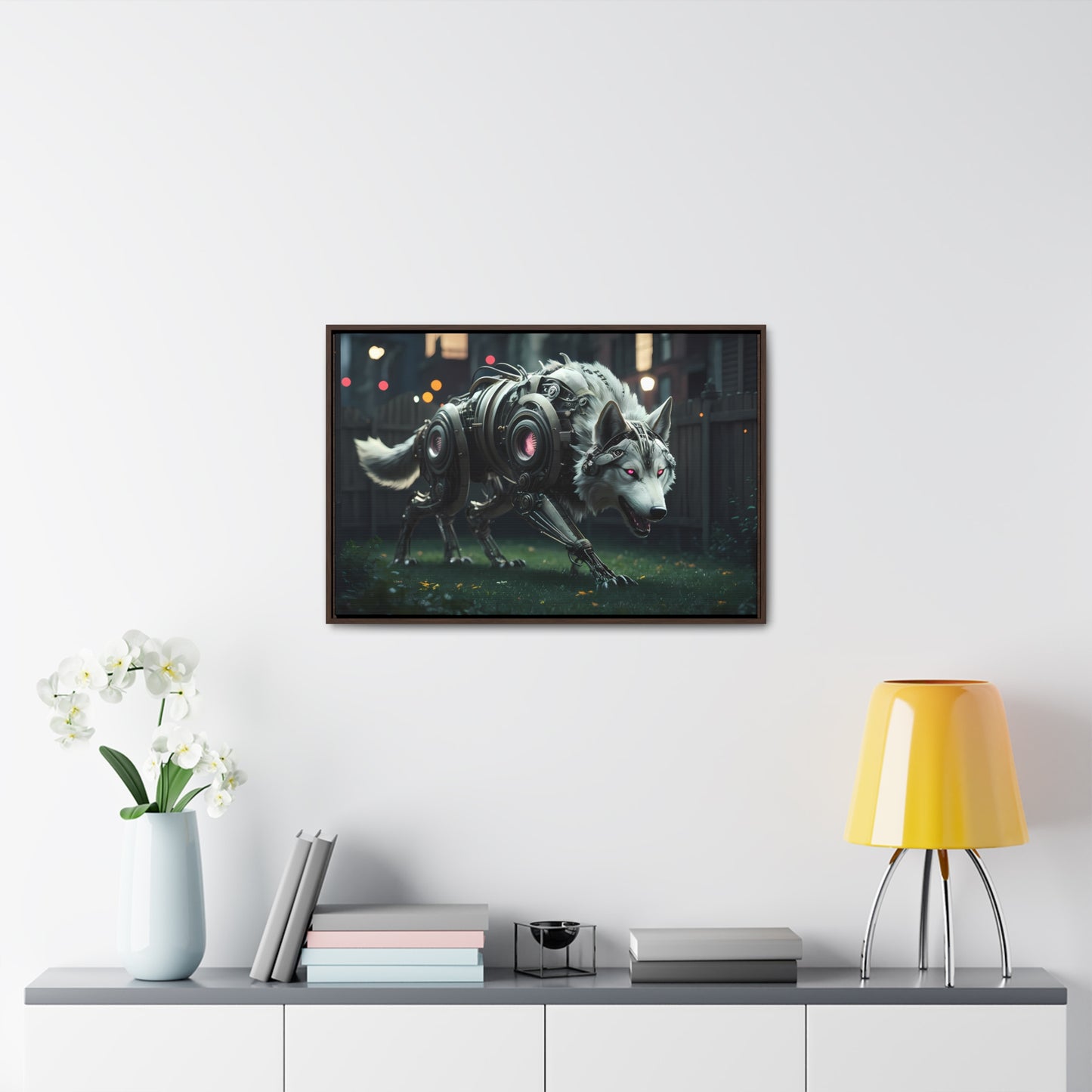 Cyber Wolf Sentinel - Gallery Canvas Wraps, Horizontal Frame