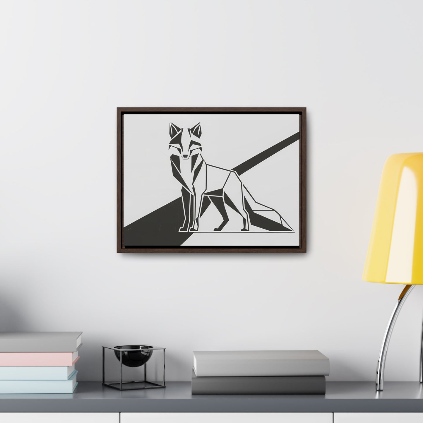 Geometric Fox in Black and White - Gallery Canvas Wraps, Horizontal Frame