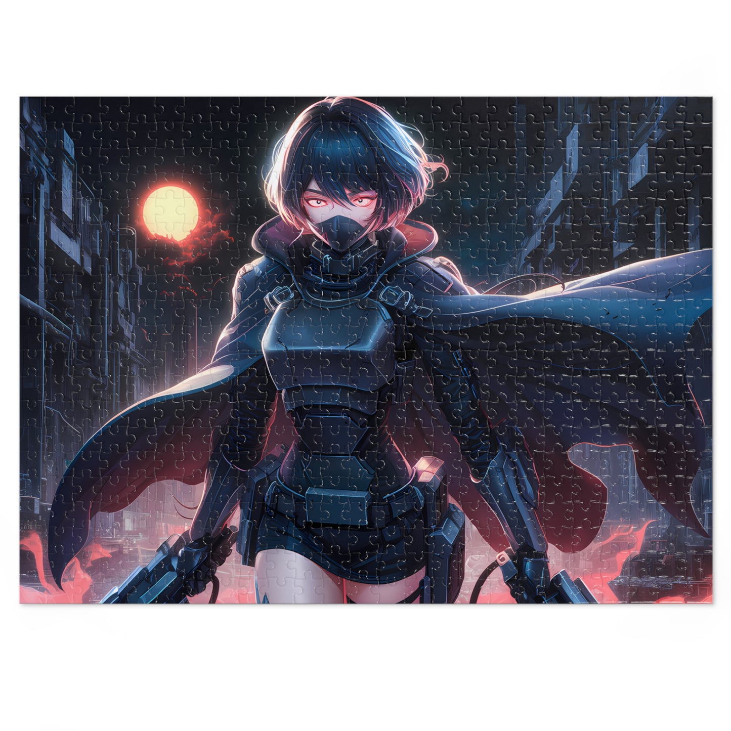 "Vigilante of the Neon Dystopia" - Jigsaw Puzzle (30, 110, 252, 500,1000-Piece)