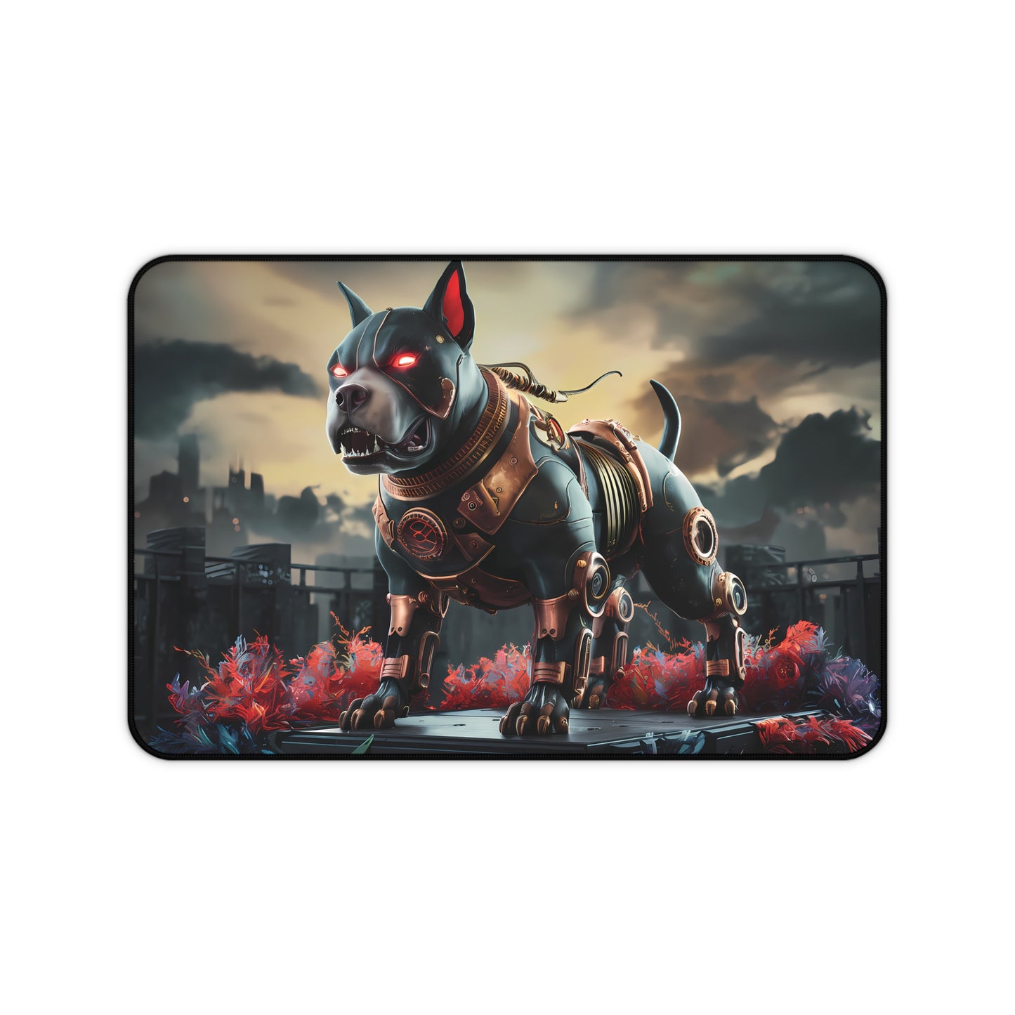 Angry Steampunk Dog - Desk Mat