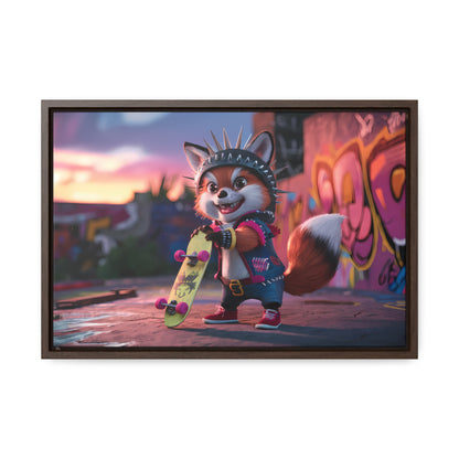 "Punk Skater Fox at Sunset" - Gallery Canvas Wraps, Horizontal Frame