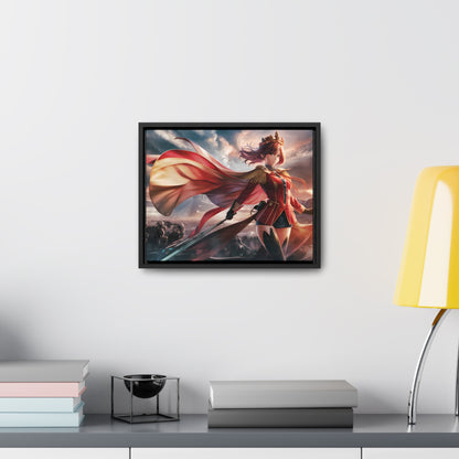 "Crimson Empress: Battle's Edge" - Gallery Canvas Wraps, Horizontal Frame