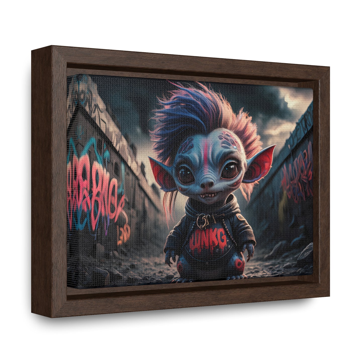 Rebel Gremlin in the Neon Alley - Gallery Canvas Wraps, Horizontal Frame