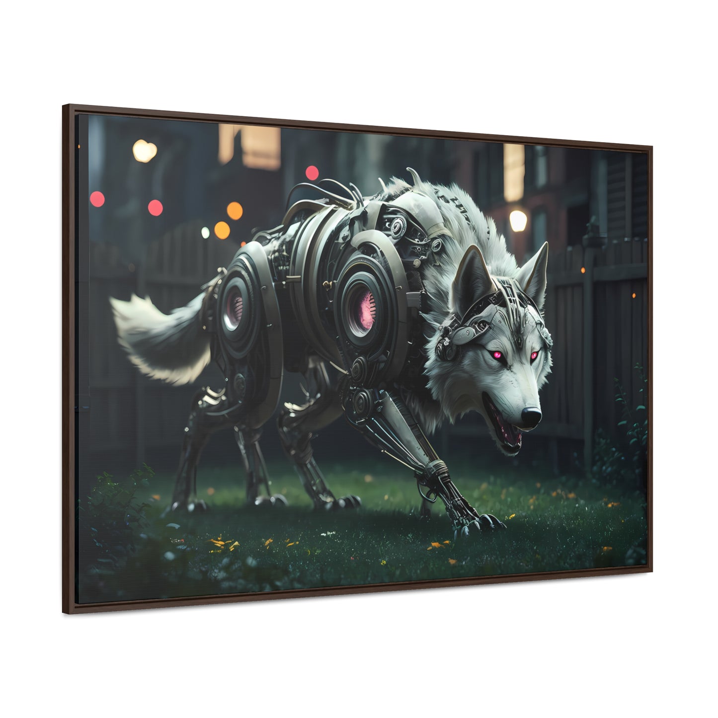 Cyber Wolf Sentinel - Gallery Canvas Wraps, Horizontal Frame