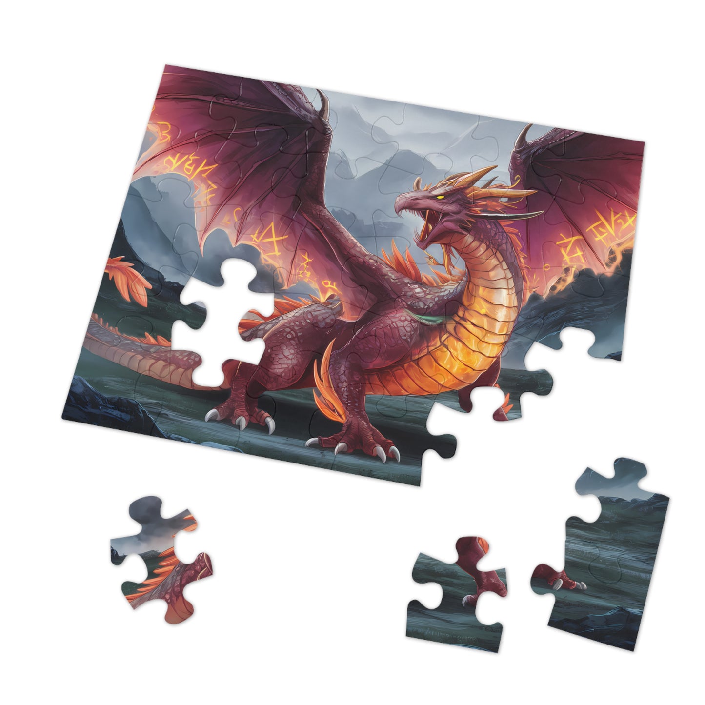 Flamebound Sentinel of the Ancient Peaks - Jigsaw Puzzle (30, 110, 252, 500,1000-Piece)