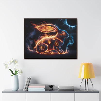 Runic Flame Rabbit - Gallery Canvas Wraps, Horizontal Frame