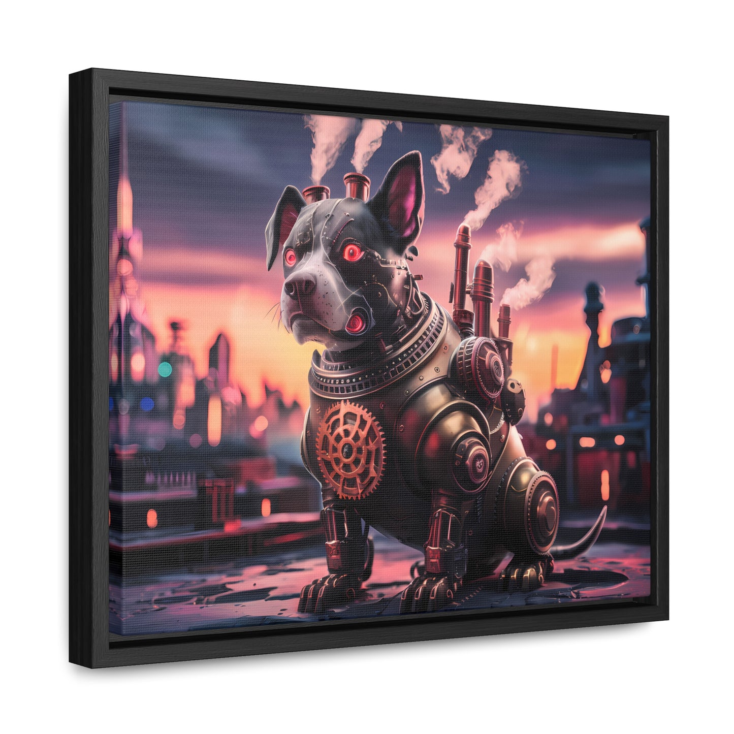 Cyber Canine: Steampunk Sentinel - Gallery Canvas Wraps, Horizontal Frame