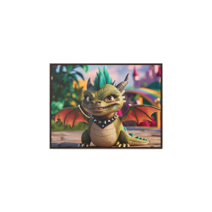 "Spike the Mischievous Baby Dragon" - Gallery Canvas Wraps, Horizontal Frame