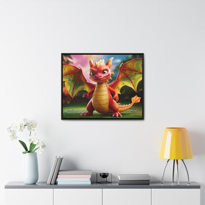 "Playful Baby Dragon in a Magical Forest" - Gallery Canvas Wraps, Horizontal Frame