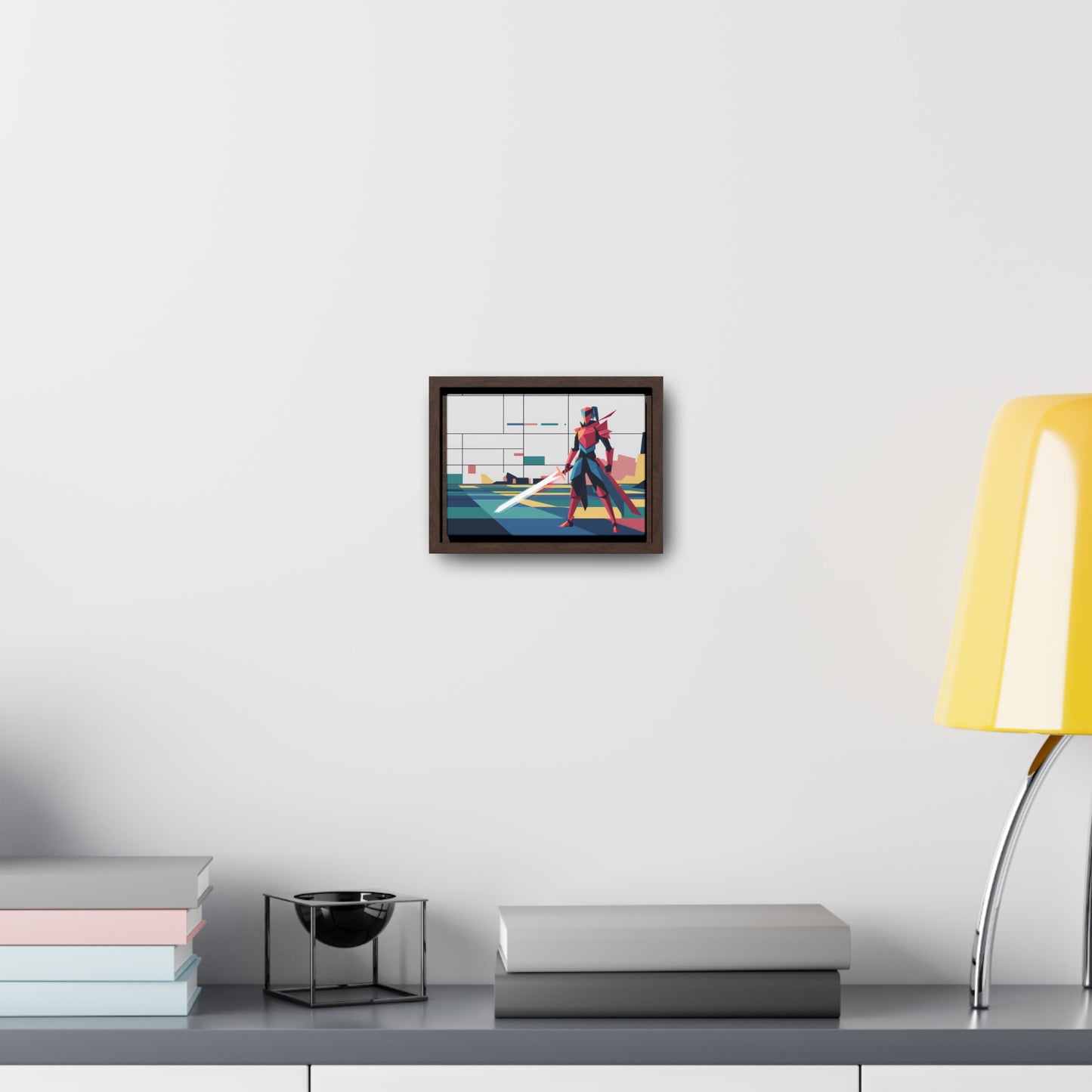 Neon Knight in a Digital Realm - Gallery Canvas Wraps, Horizontal Frame