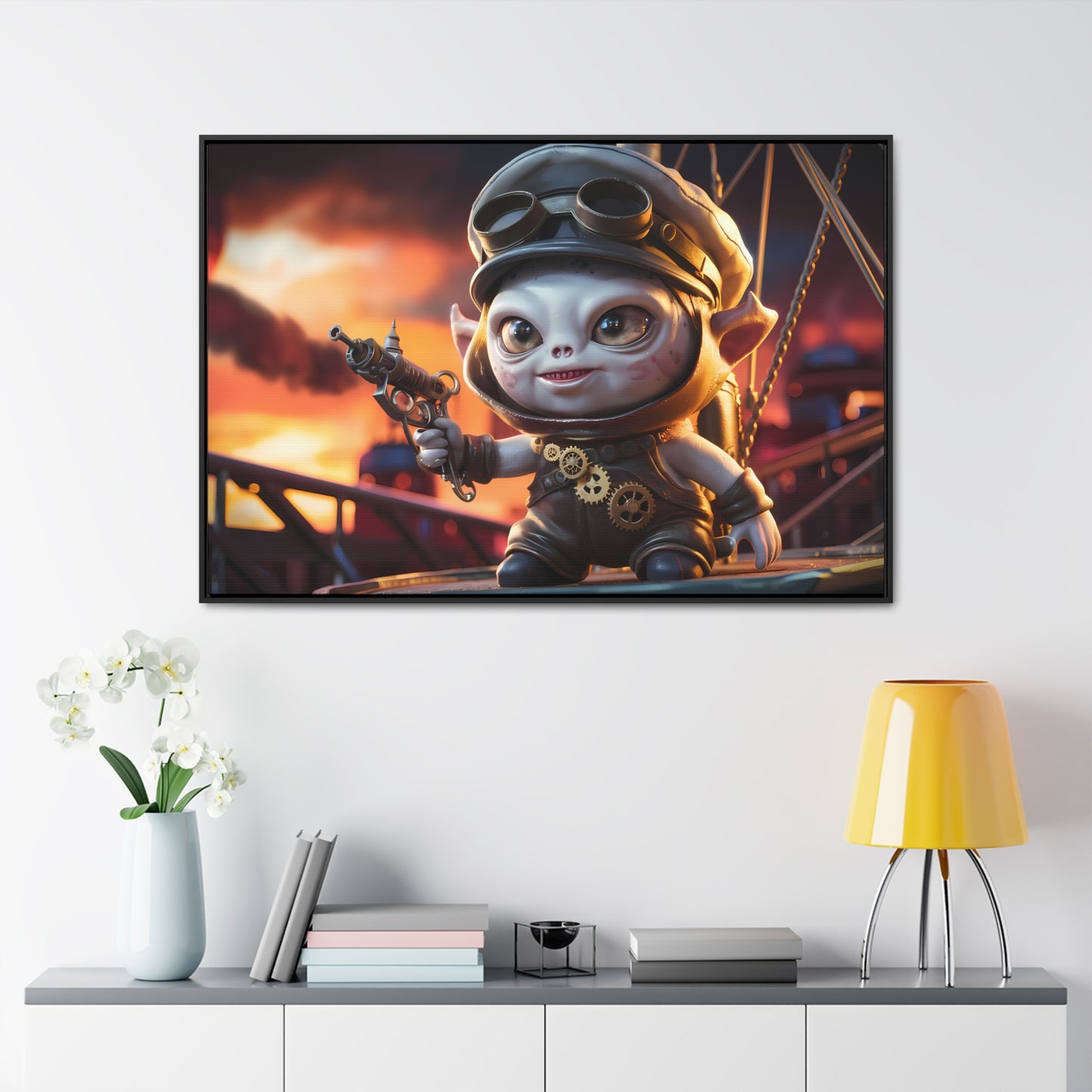 Steampunk Goblin Commander at Dusk - Gallery Canvas Wraps, Horizontal Frame