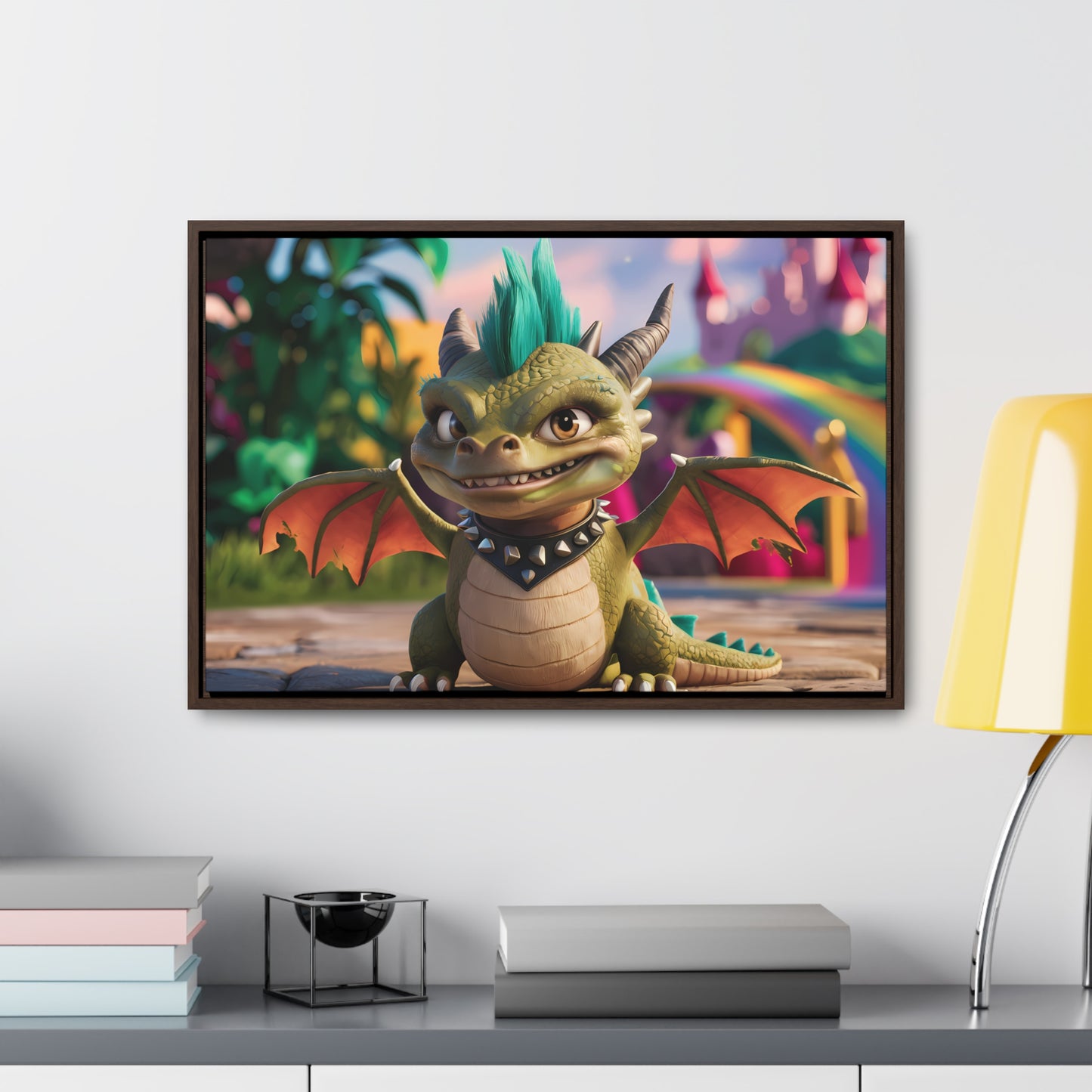 "Spike the Mischievous Baby Dragon" - Gallery Canvas Wraps, Horizontal Frame