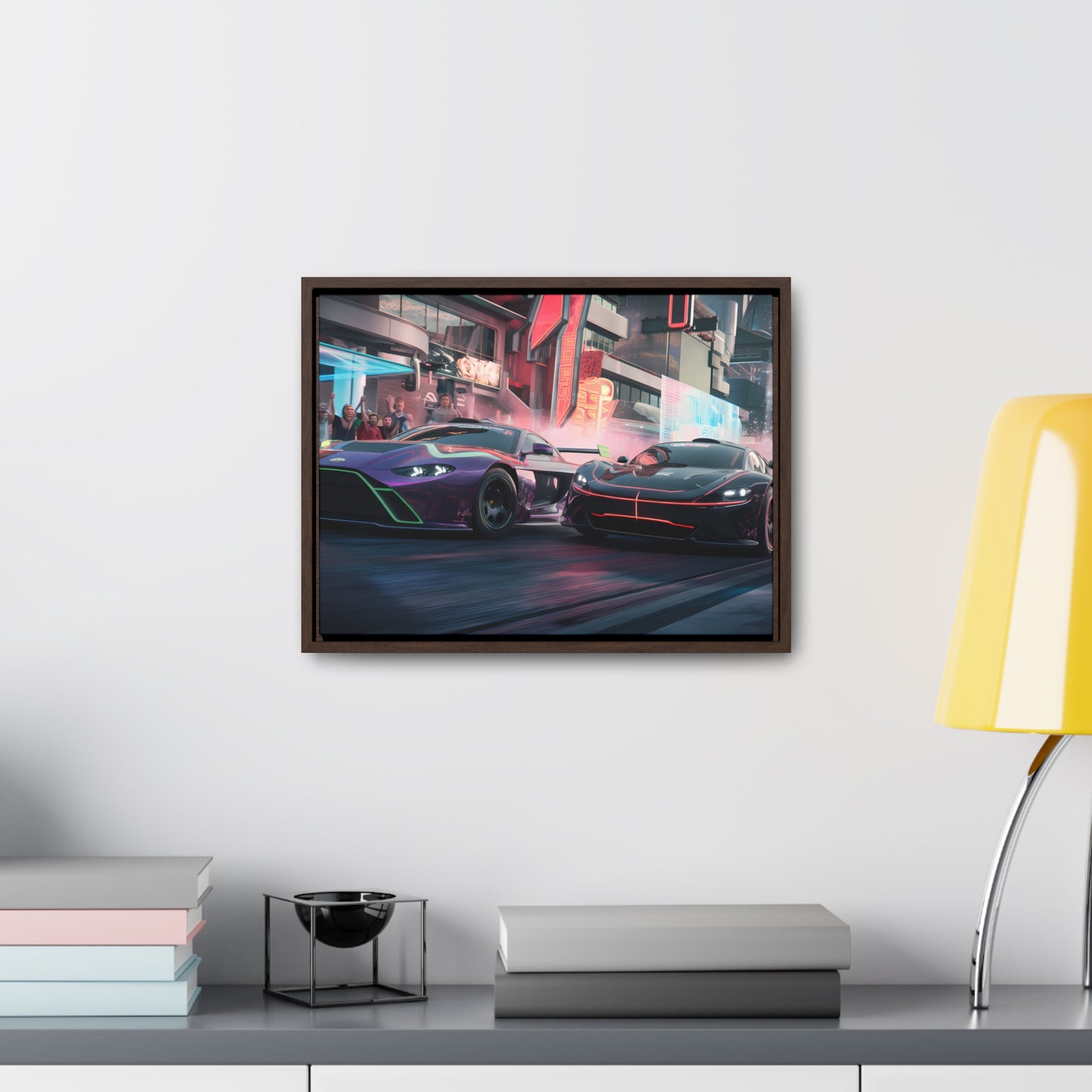 Neon Drift Showdown - Gallery Canvas Wraps, Horizontal Frame