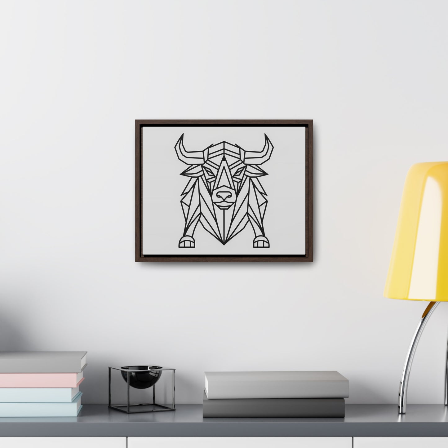 Geometric Bull - Gallery Canvas Wraps, Horizontal Frame