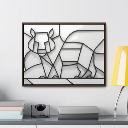 Geometric Rhino in Monochrome - Gallery Canvas Wraps, Horizontal Frame