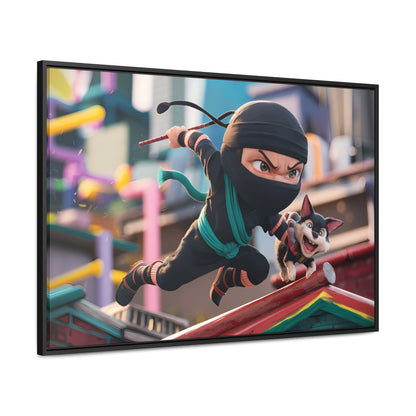 "Ninja and the Fearless Pup" - Gallery Canvas Wraps, Horizontal Frame