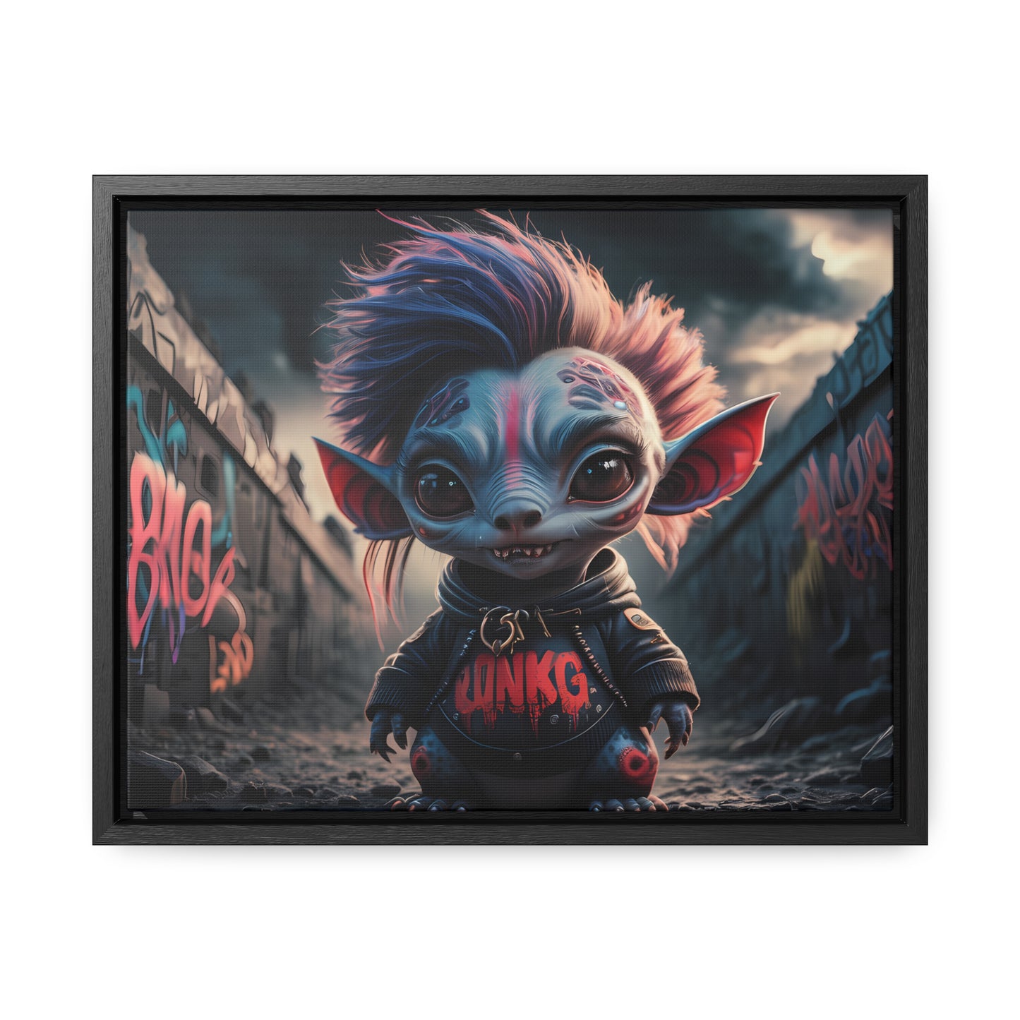 Rebel Gremlin in the Neon Alley - Gallery Canvas Wraps, Horizontal Frame