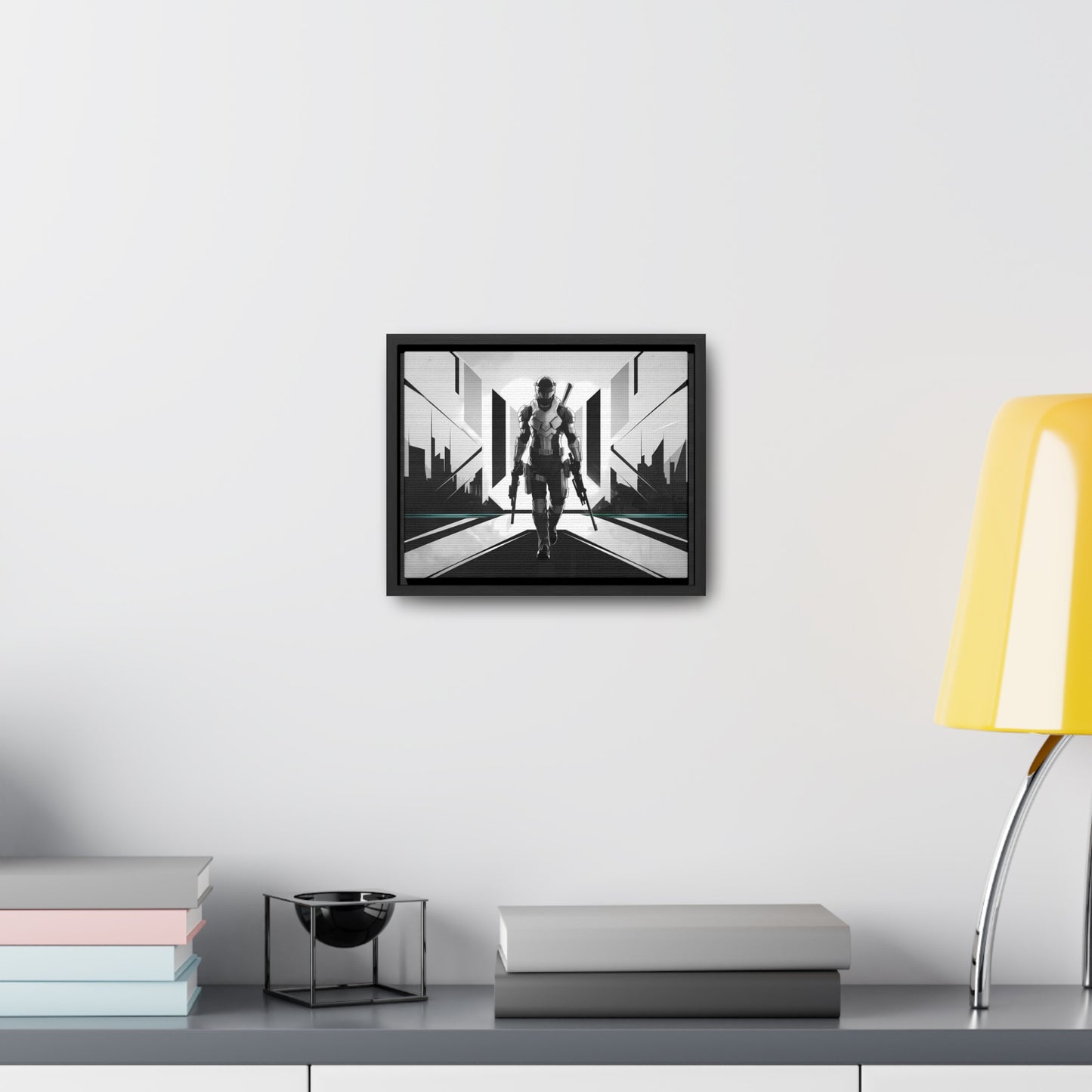 Sentinel of the Neon Metropolis - Gallery Canvas Wraps, Horizontal Frame