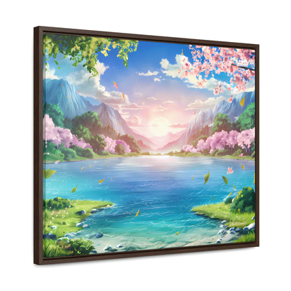 Serene Sunrise Over Blossoming Lake - Gallery Canvas Wraps, Horizontal Frame