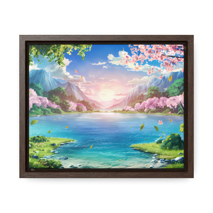 Serene Sunrise Over Blossoming Lake - Gallery Canvas Wraps, Horizontal Frame