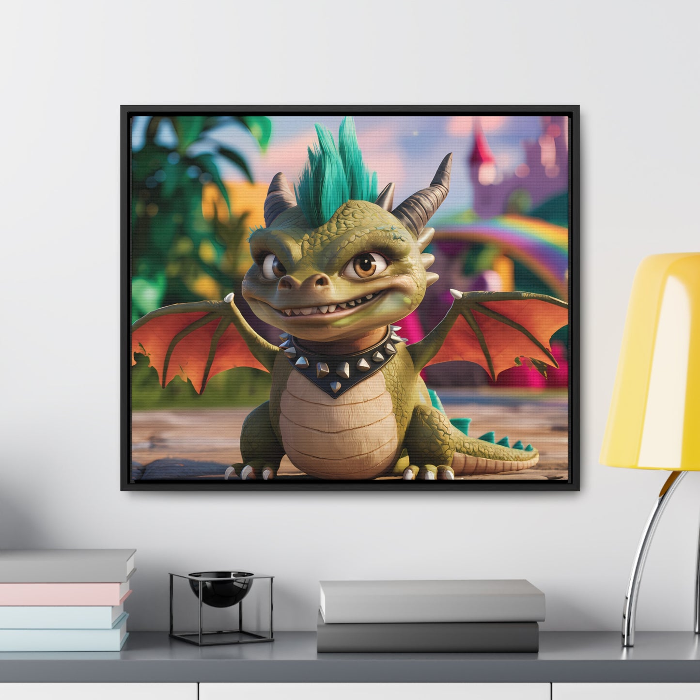 "Spike the Mischievous Baby Dragon" - Gallery Canvas Wraps, Horizontal Frame