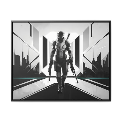 Sentinel of the Neon Metropolis - Gallery Canvas Wraps, Horizontal Frame