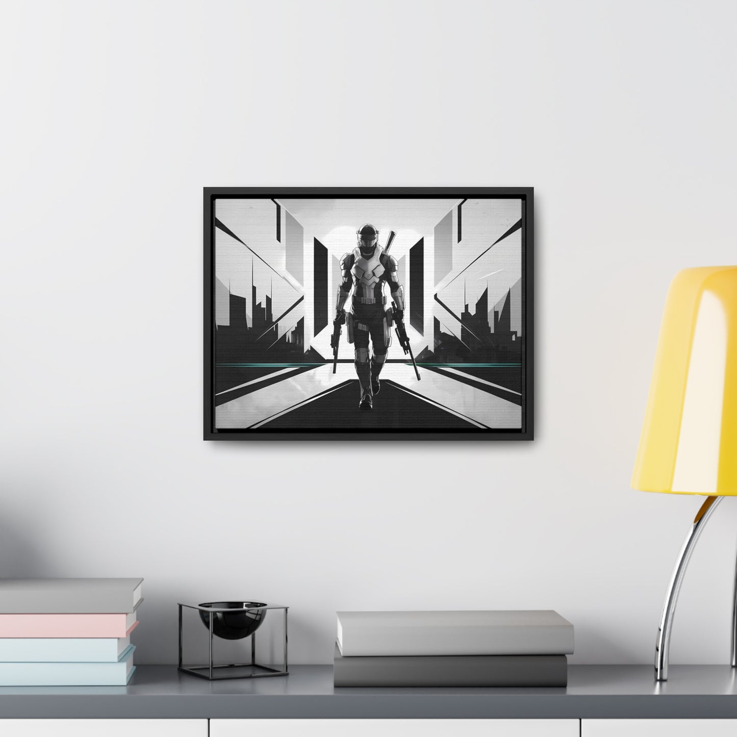 Sentinel of the Neon Metropolis - Gallery Canvas Wraps, Horizontal Frame