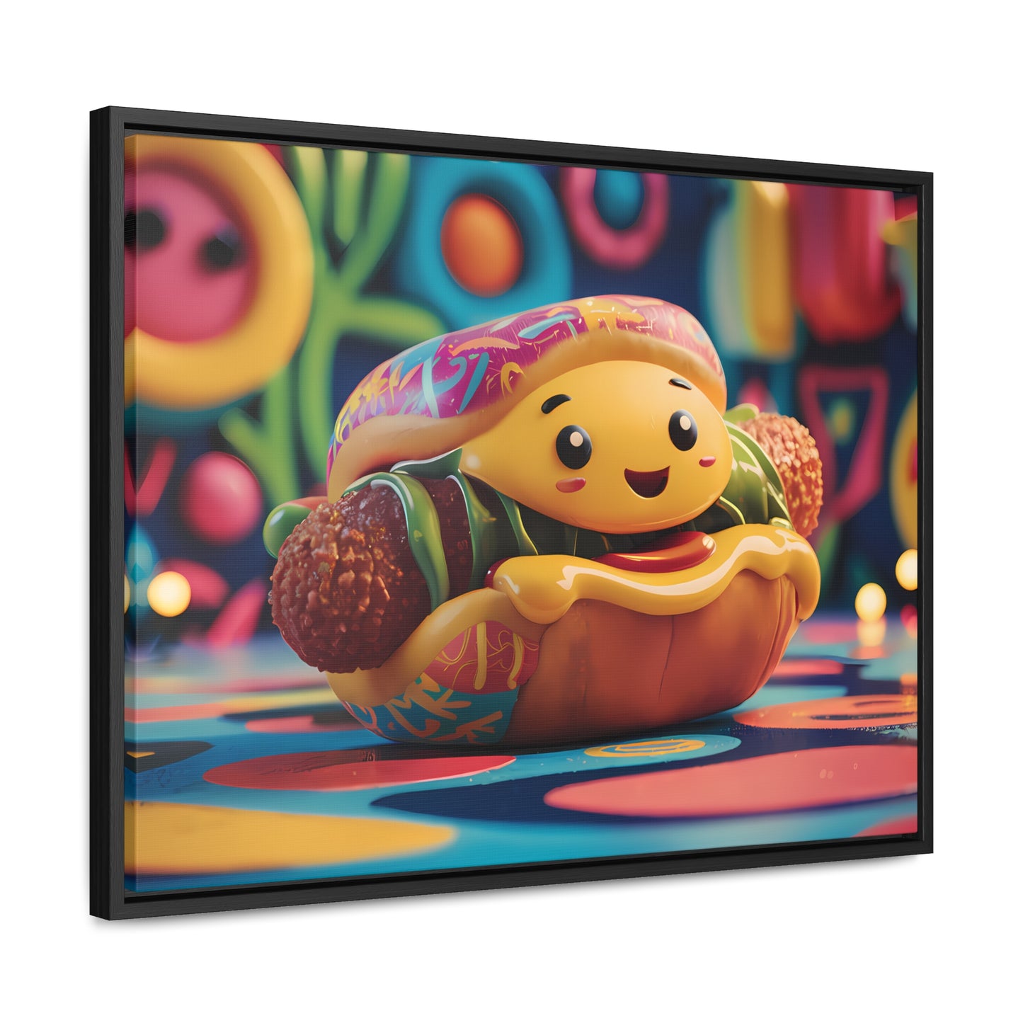 Cheerful Burger Adventure - Gallery Canvas Wraps, Horizontal Frame