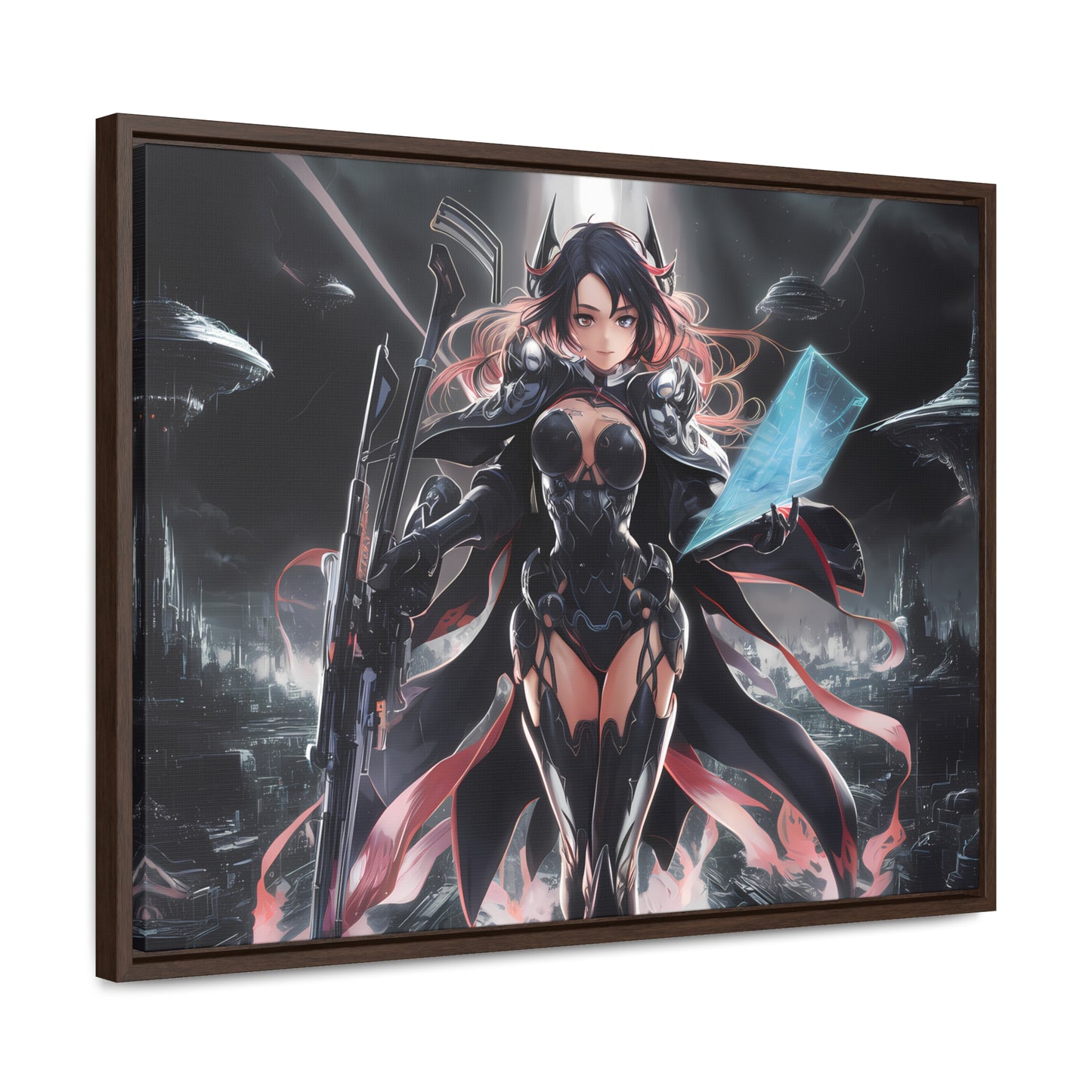 The Sentinel of Neon Skies - Gallery Canvas Wraps, Horizontal Frame