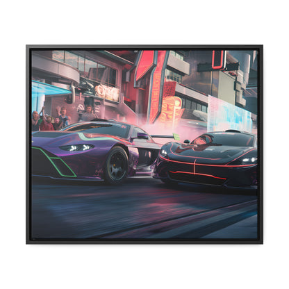 Neon Drift Showdown - Gallery Canvas Wraps, Horizontal Frame