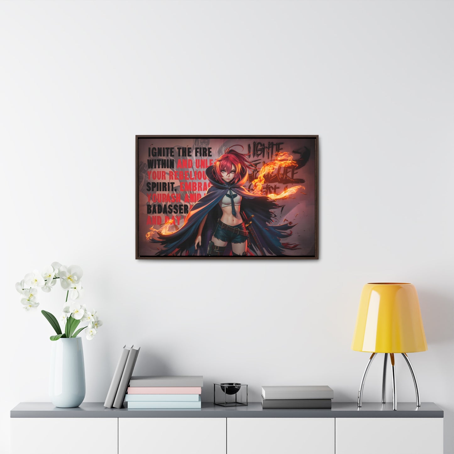 Rebel Flame Warrior - Gallery Canvas Wraps, Horizontal Frame