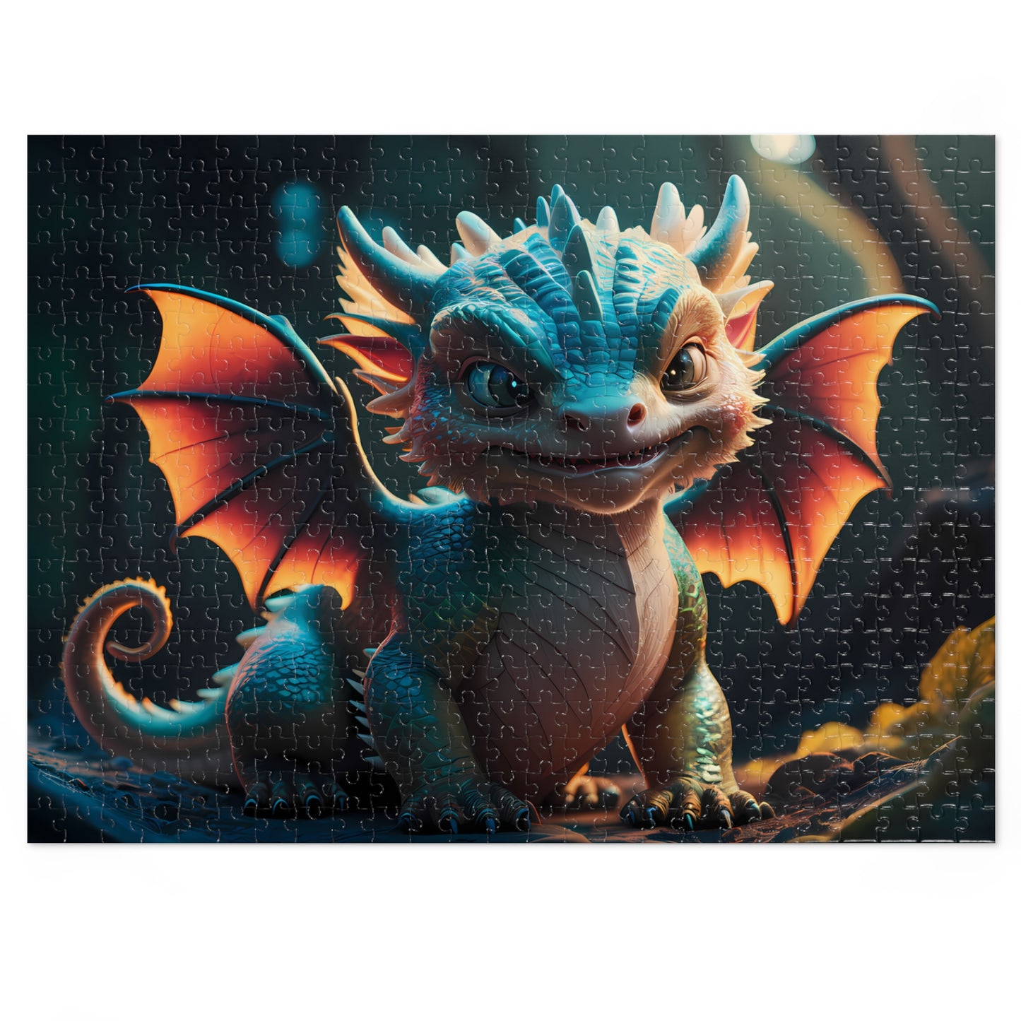 Baby Dragon in Enchanted Forest - Jigsaw Puzzle (30, 110, 252, 500,1000-Piece)