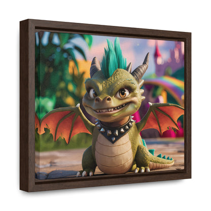 "Spike the Mischievous Baby Dragon" - Gallery Canvas Wraps, Horizontal Frame