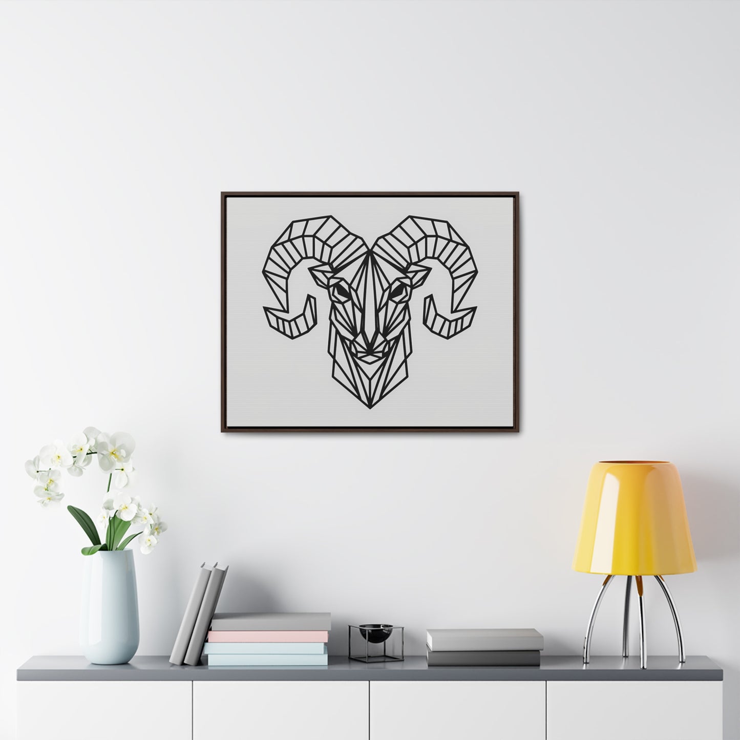 Geometric Ram's Head - Gallery Canvas Wraps, Horizontal Frame