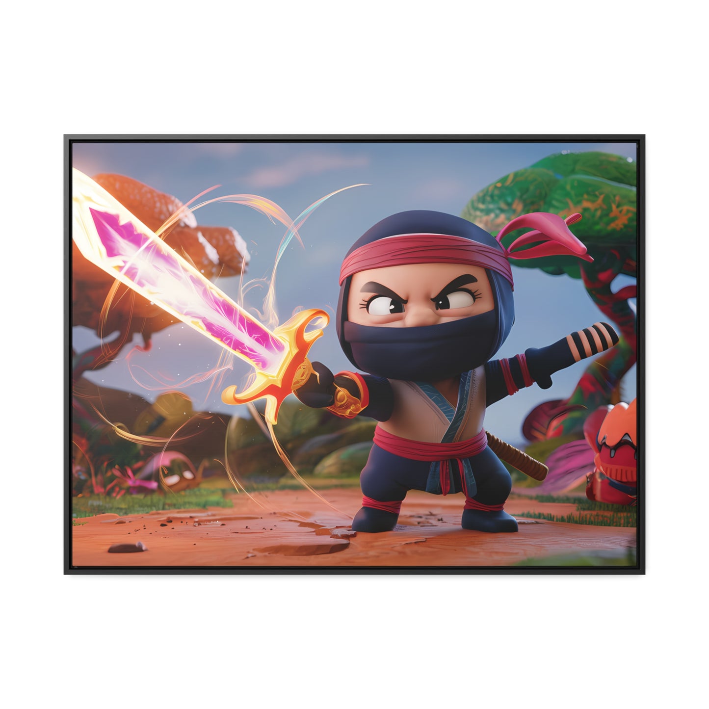 Ninja's Radiant Blade Adventure - Gallery Canvas Wraps, Horizontal Frame