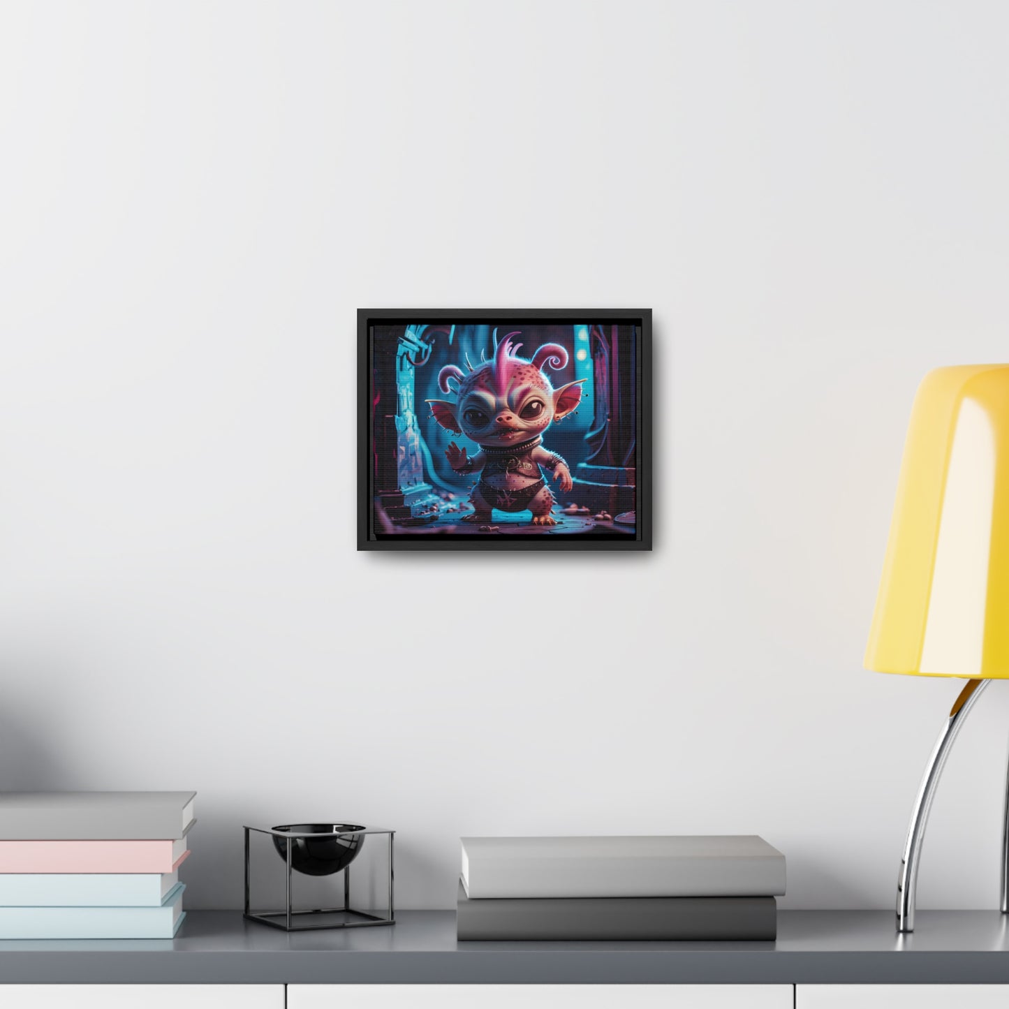 "Punk Goblin in Neon Alley" - Gallery Canvas Wraps, Horizontal Frame