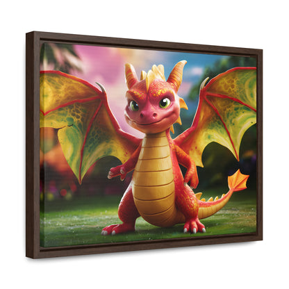 "Playful Baby Dragon in a Magical Forest" - Gallery Canvas Wraps, Horizontal Frame