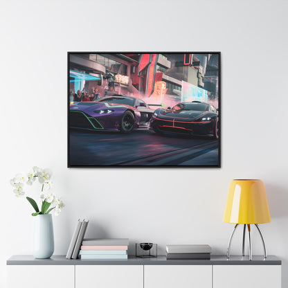 Neon Drift Showdown - Gallery Canvas Wraps, Horizontal Frame