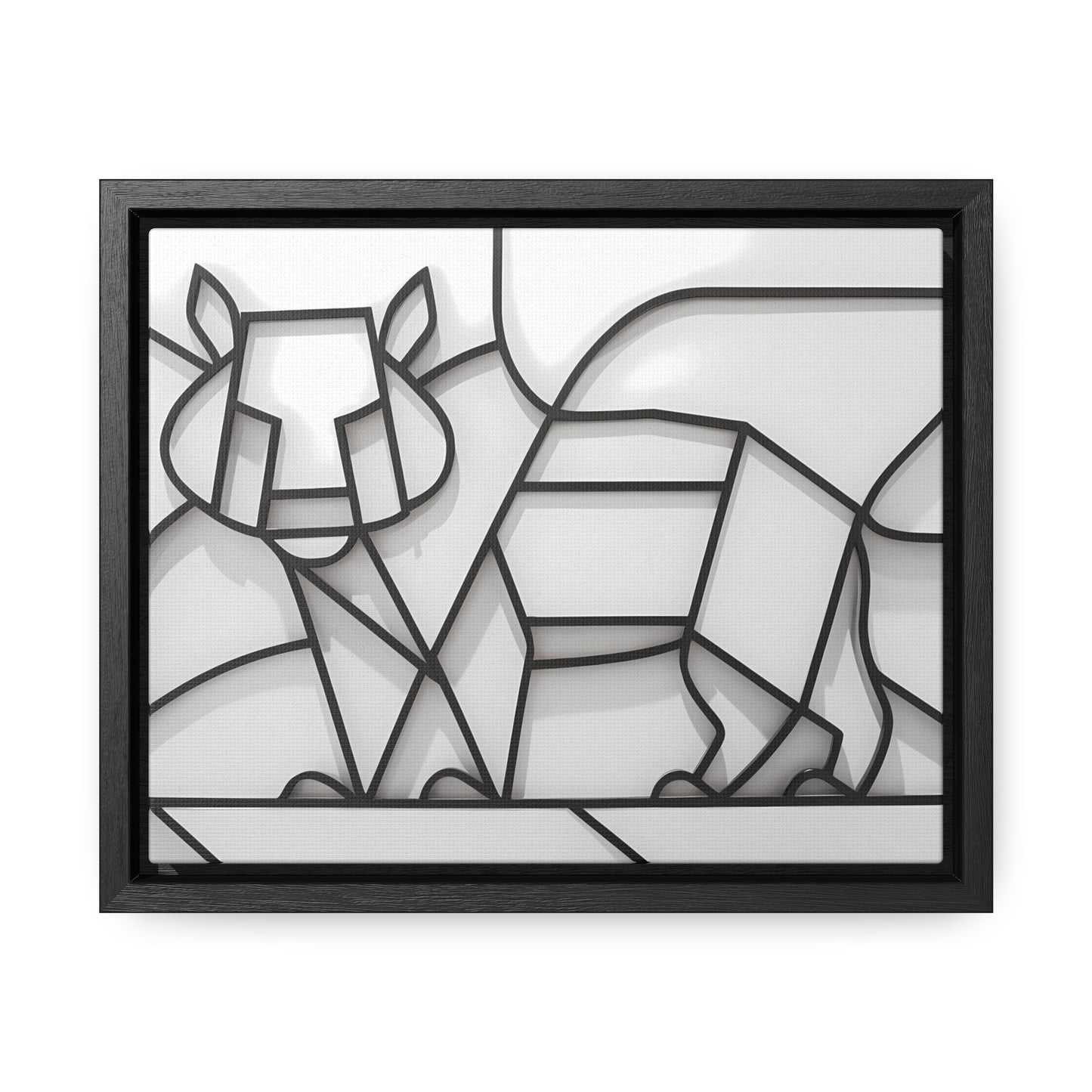 Geometric Rhino in Monochrome - Gallery Canvas Wraps, Horizontal Frame