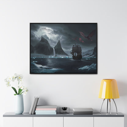 Dragons Over the Frozen Abyss - Gallery Canvas Wraps, Horizontal Frame