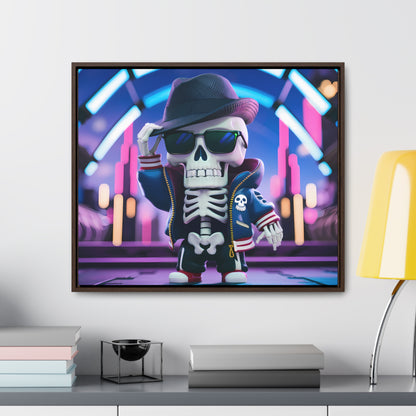 "Neon Skull Groove" - Gallery Canvas Wraps, Horizontal Frame