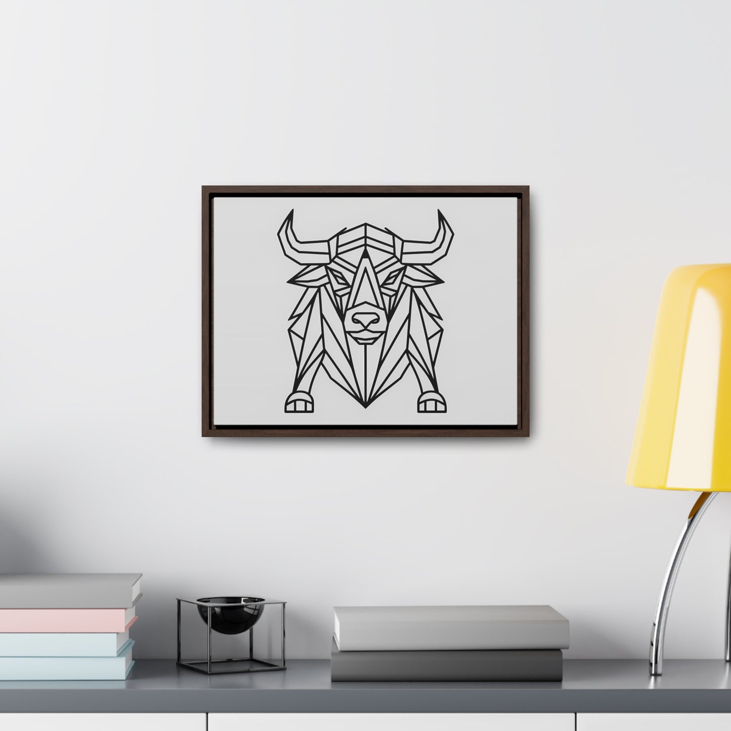 Geometric Bull - Gallery Canvas Wraps, Horizontal Frame