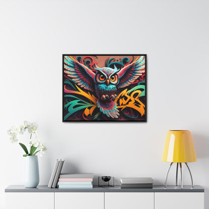 Vibrant Owl Symphony - Gallery Canvas Wraps, Horizontal Frame