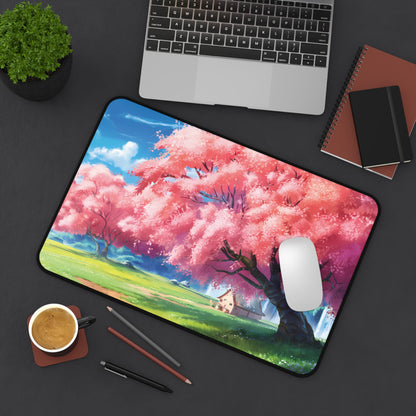 Idyllic cherry blossom and a hut - Desk Mat