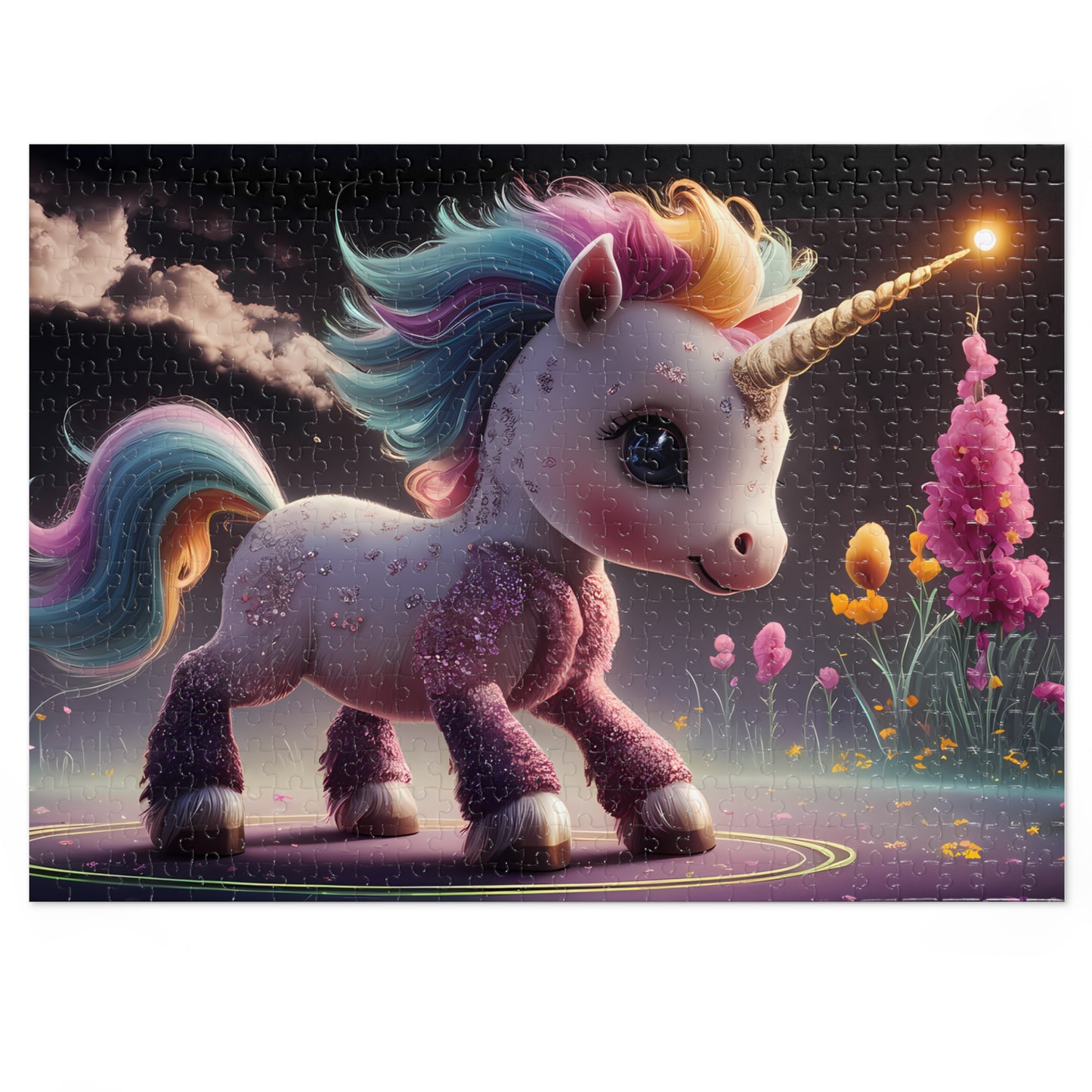 Enchanted Rainbow Unicorn in a Magical Garden - Jigsaw Puzzle (30, 110, 252, 500,1000-Piece)