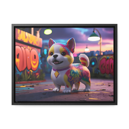 "Graffiti Pup in Neon Alley" - Gallery Canvas Wraps, Horizontal Frame