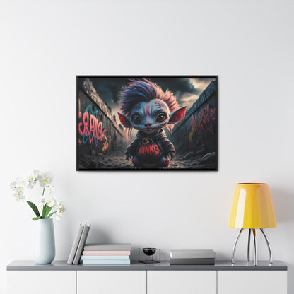 Rebel Gremlin in the Neon Alley - Gallery Canvas Wraps, Horizontal Frame