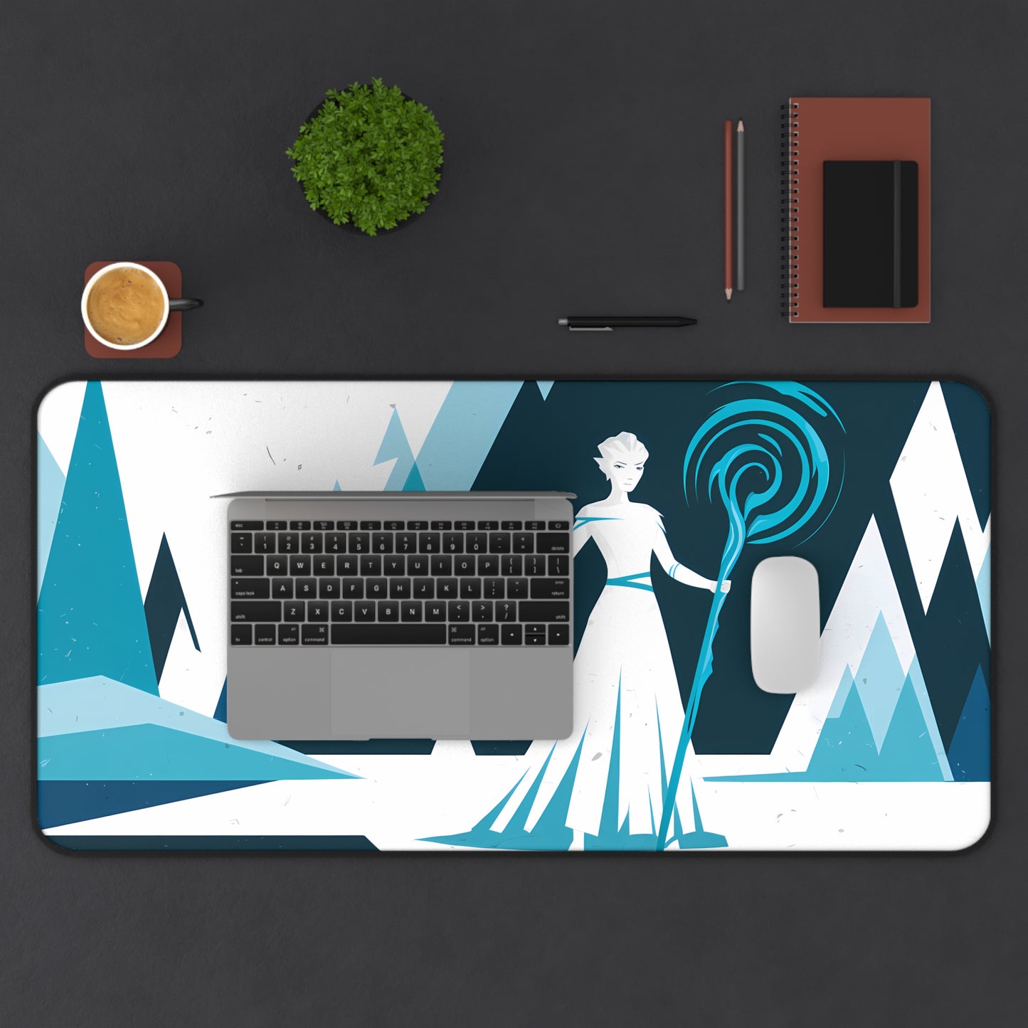 Ice Queen of the Frosted Peaks - Desk Mat