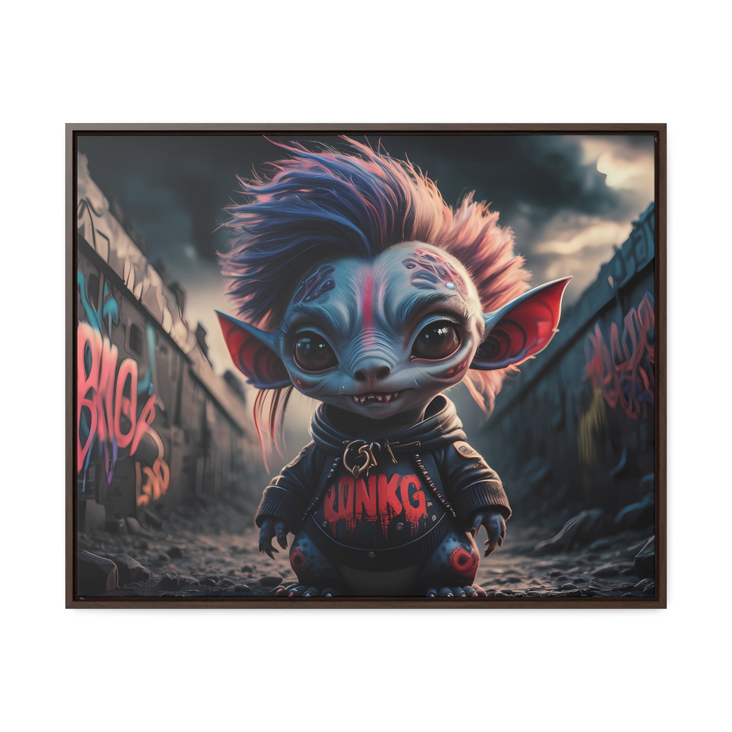 Rebel Gremlin in the Neon Alley - Gallery Canvas Wraps, Horizontal Frame